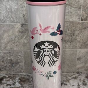 Starbucks White Tumbler with Black Lid